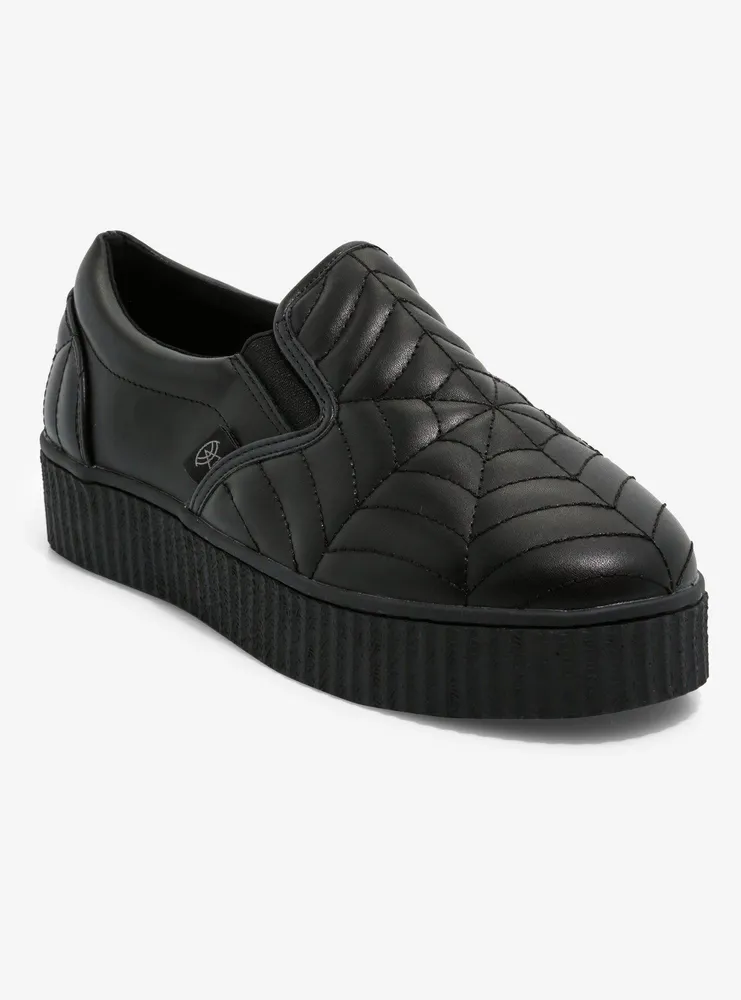 Strange Cvlt Krypt Black Web Slip-On Sneakers