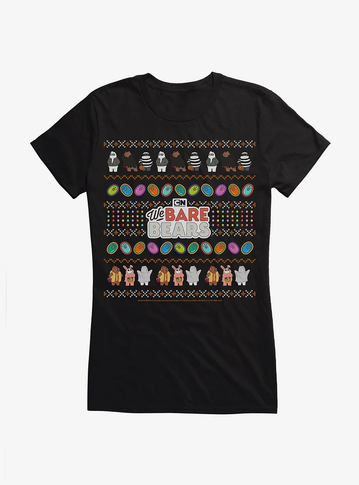 We Bear Bears Halloween Ugly Christmas Pattern Girls T-Shirt
