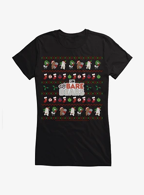 We Bear Bears Festive Ugly Christmas Pattern Girls T-Shirt