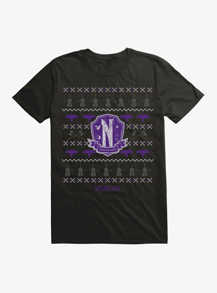 Wednesday Nevermore Christmas Sweater Pattern T-Shirt