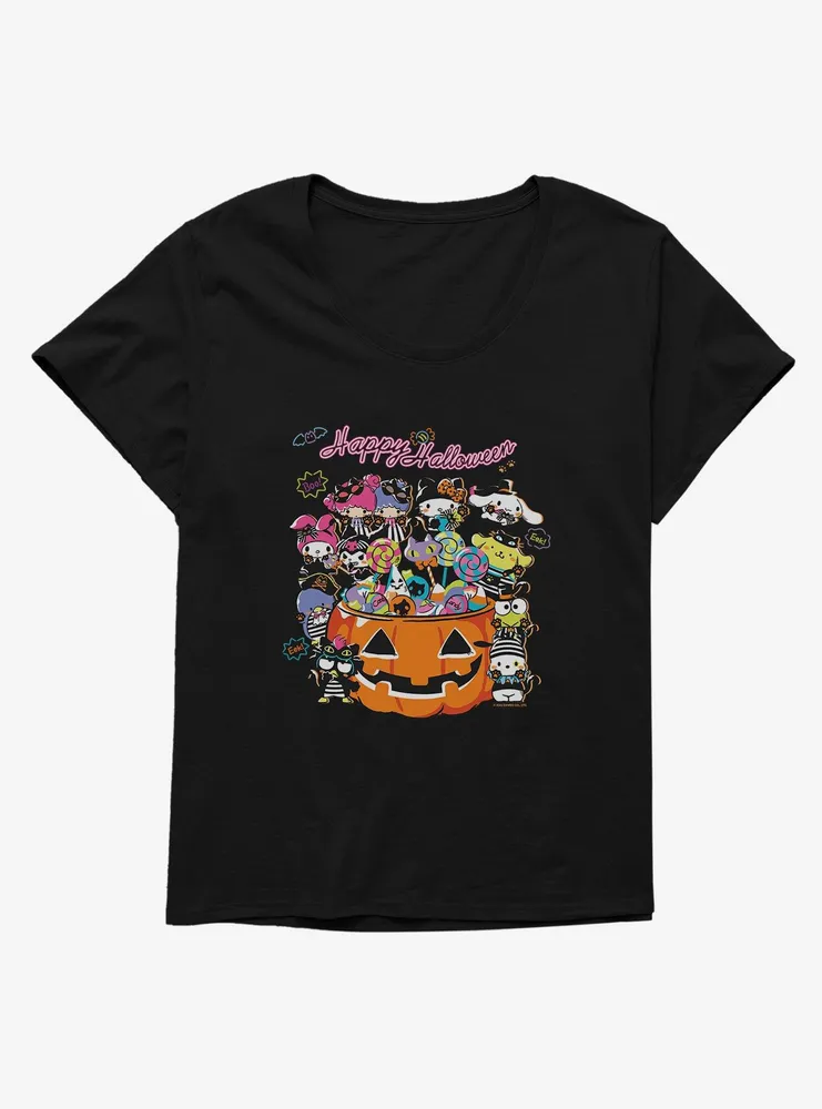 Hello Kitty And Friends Happy Halloween Group Candy Womens T-Shirt Plus