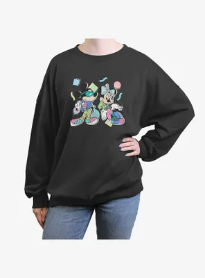 Disney Mickey Mouse & Minnie 80s Womens Oversized Crewneck