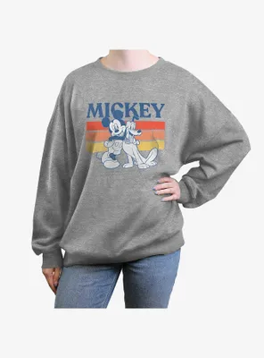 Disney Mickey Mouse Retro With Pluto Womens Oversized Crewneck