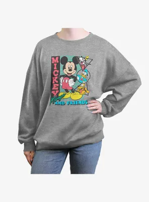 Disney Mickey Mouse & Friends Retro Shapes Womens Oversized Crewneck