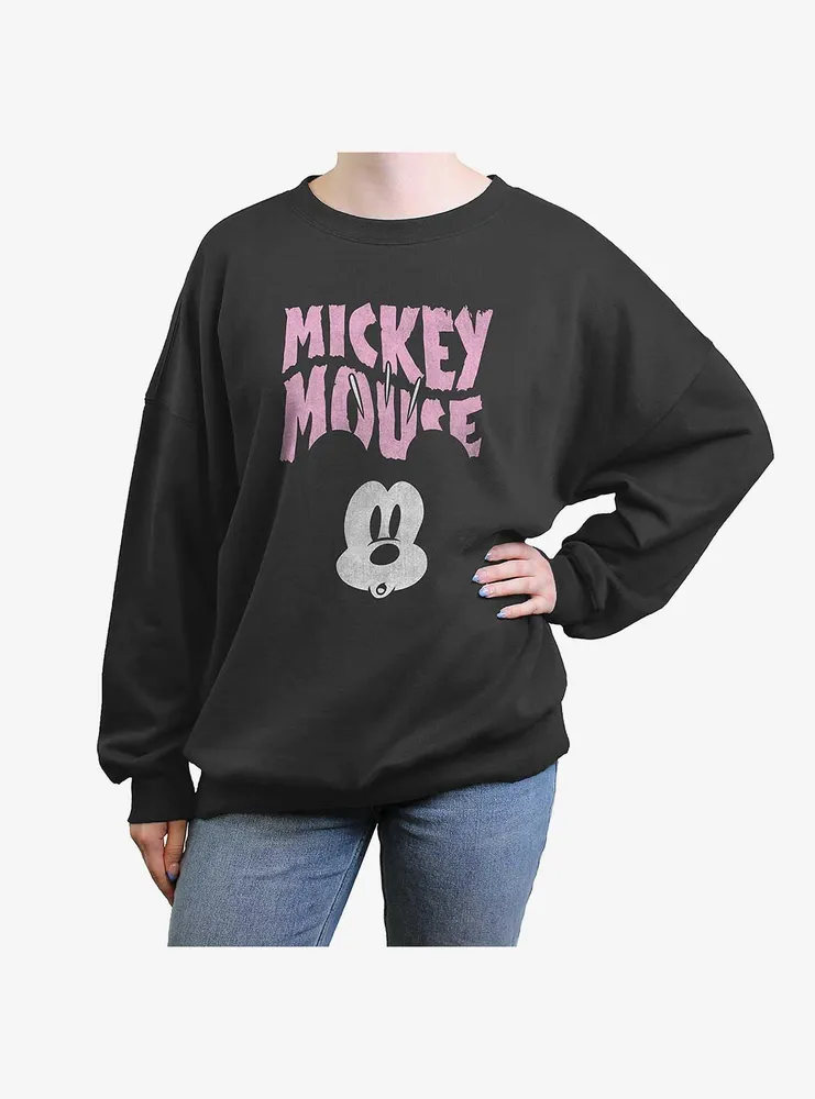 Disney Mickey Mouse Spooked Face Womens Oversized Crewneck