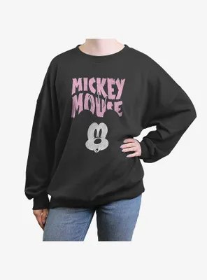 Disney Mickey Mouse Spooked Face Womens Oversized Crewneck