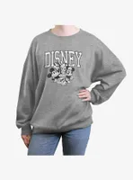 Disney Mickey Mouse Collegiate Group Womens Oversized Crewneck