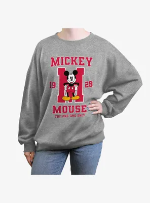 Disney Mickey Mouse Collegiate One And Only Womens Oversized Crewneck