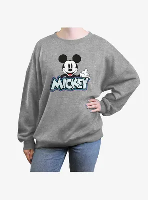 Disney Mickey Mouse Spellout Womens Oversized Crewneck