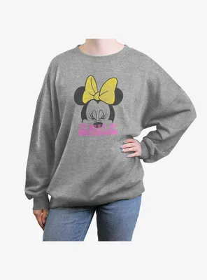 Disney Minnie Mouse Smile Womens Oversized Crewneck