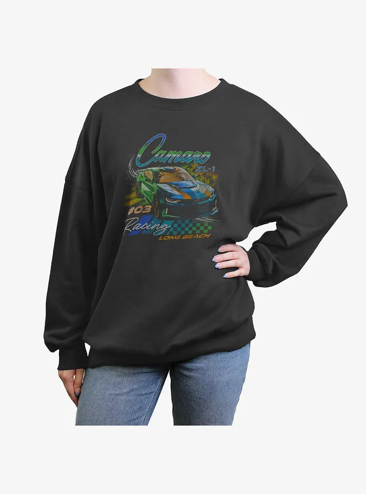 General Motors Camaro Racer Long Beach Womens Oversized Crewneck