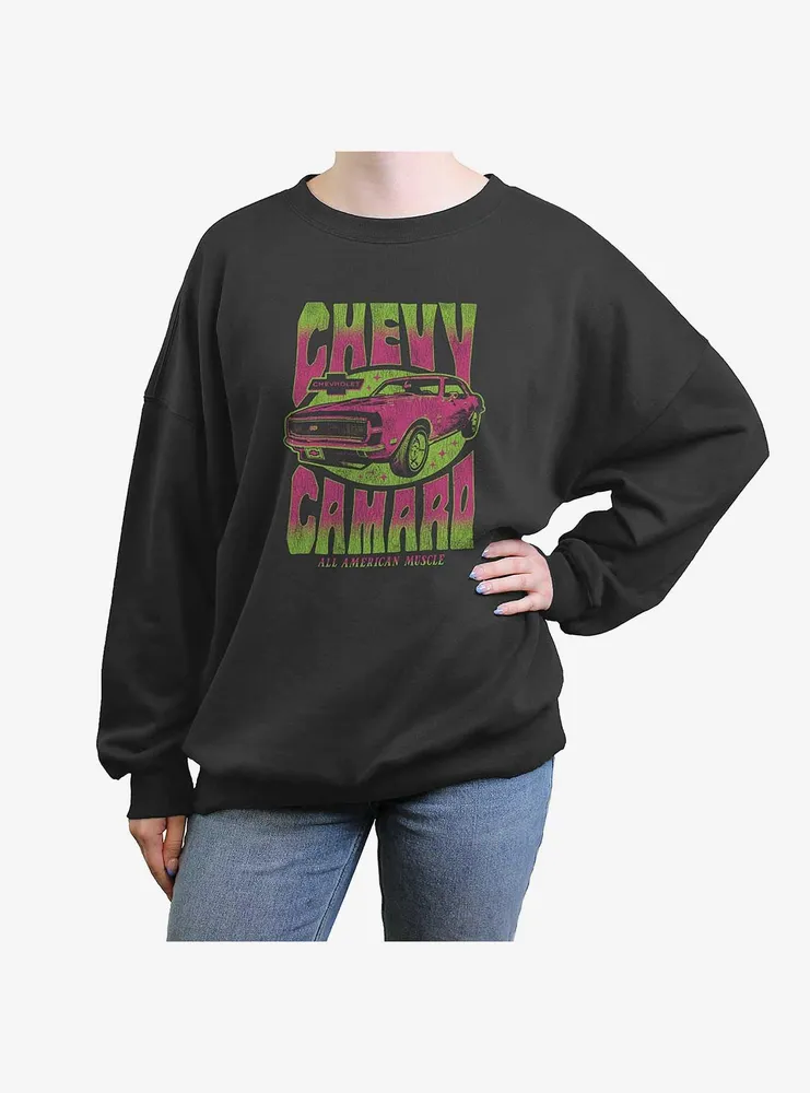 General Motors Chevy Camaro American Muscle Womens Oversized Crewneck