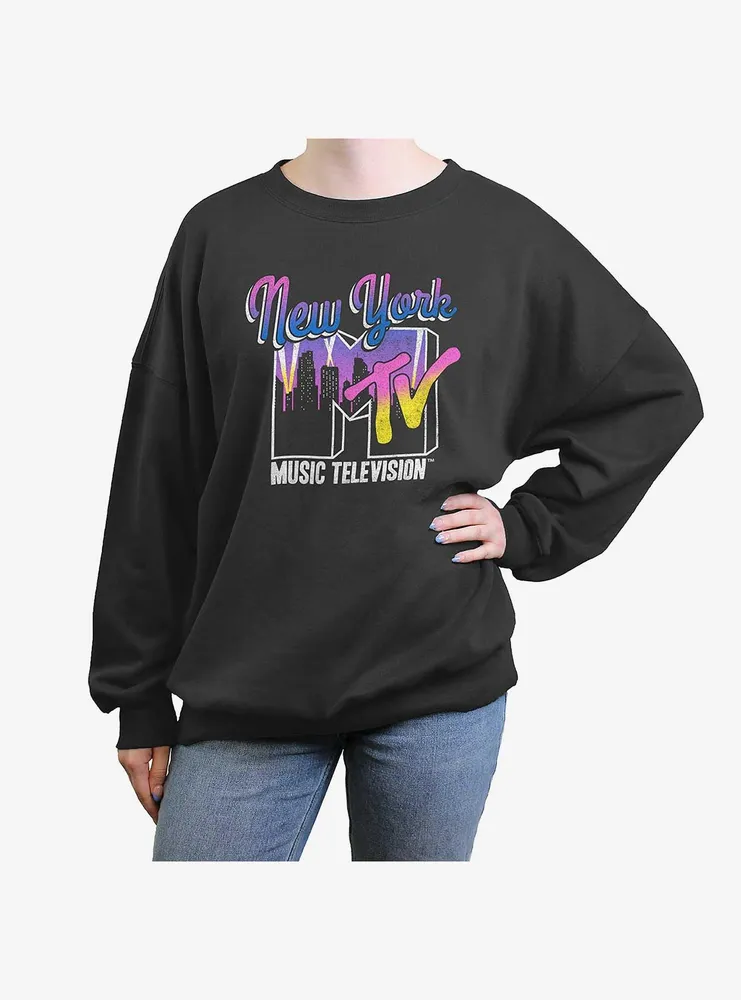 MTV New York City Lights Womens Oversized Crewneck