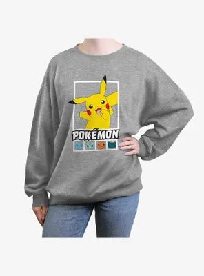 Pokemon Squares Team Womens Oversized Crewneck