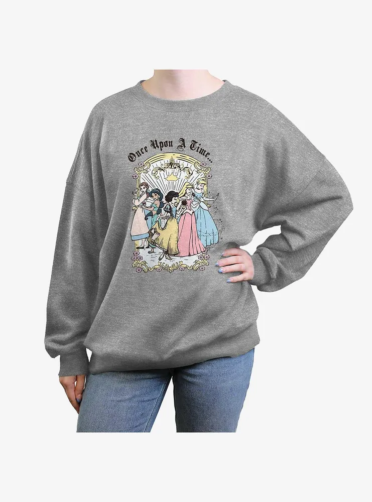 Disney Princesses Vintage Group Womens Oversized Crewneck