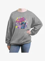 Disney Lilo & Stitch 90s Rock Womens Oversized Crewneck