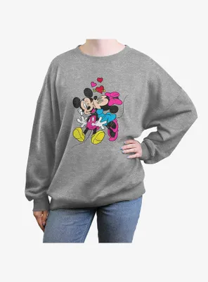 Disney Mickey Mouse & Minnie Love Womens Oversized Crewneck