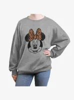 Disney Minnie Mouse Modern Leopard Womens Oversized Crewneck