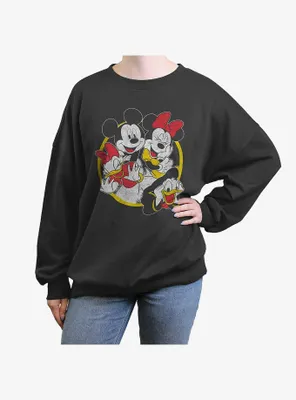 Disney Mickey Mouse Group Womens Oversized Crewneck