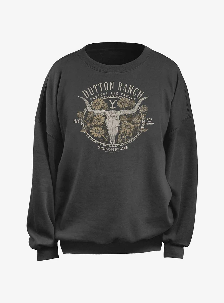 Yellowstone Dutton Ranch Floral Girls Oversized Sweatshirt