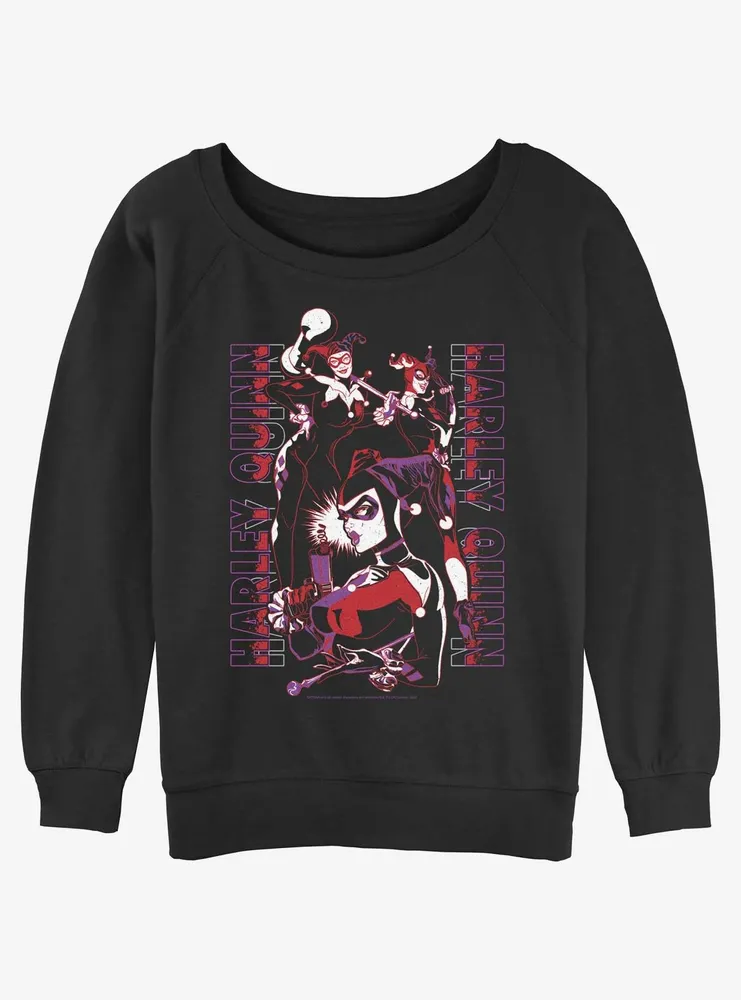 DC Batman Harley Quinn Triple Threat Womens Slouchy Sweatshirt