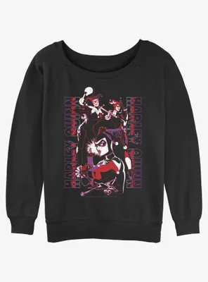 DC Batman Harley Quinn Triple Threat Womens Slouchy Sweatshirt