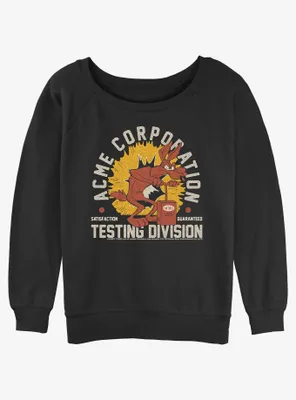 Looney Tunes Acme Corporation Testing Division Womens Slouchy Sweatshirt