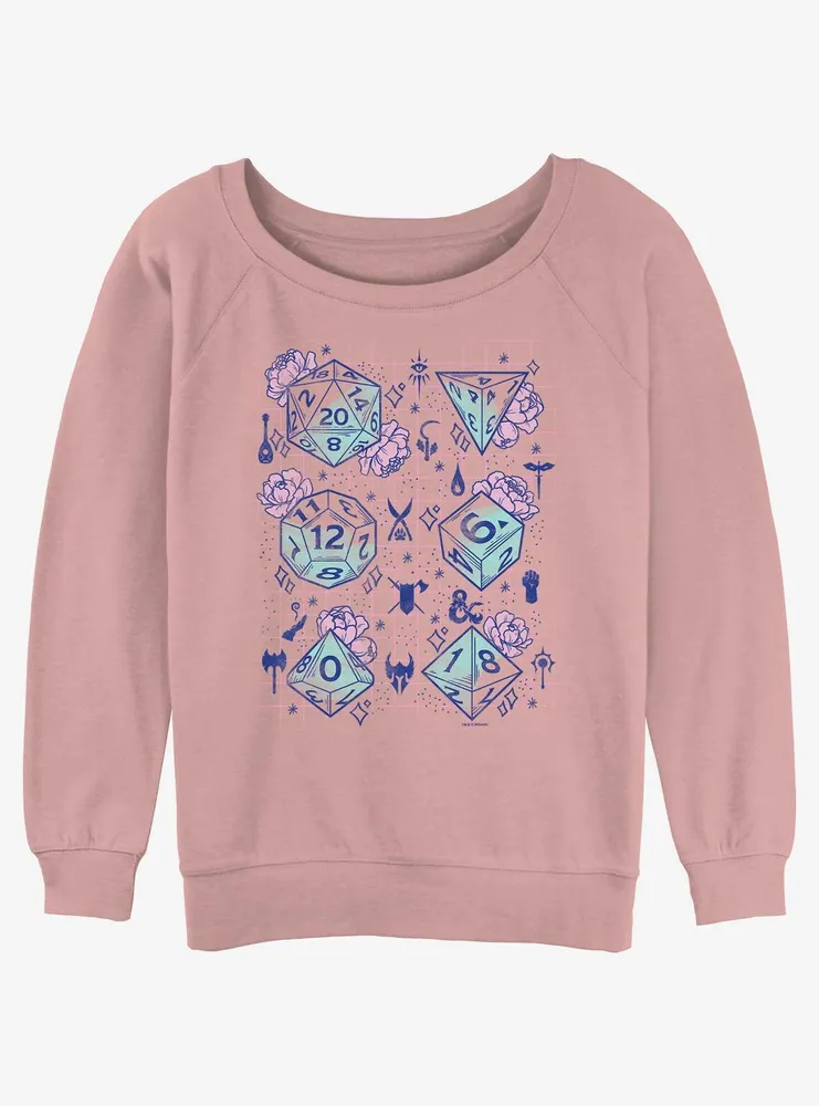 Dungeons & Dragons Floral Dice Womens Slouchy Sweatshirt