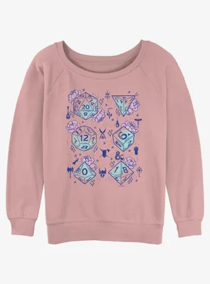 Dungeons & Dragons Floral Dice Womens Slouchy Sweatshirt