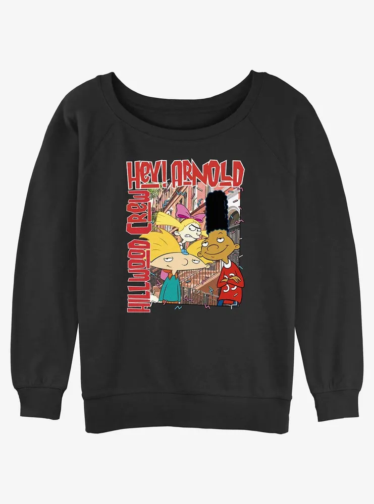 Nickelodeon Hey Arnold Hillwood Crew Womens Slouchy Sweatshirt