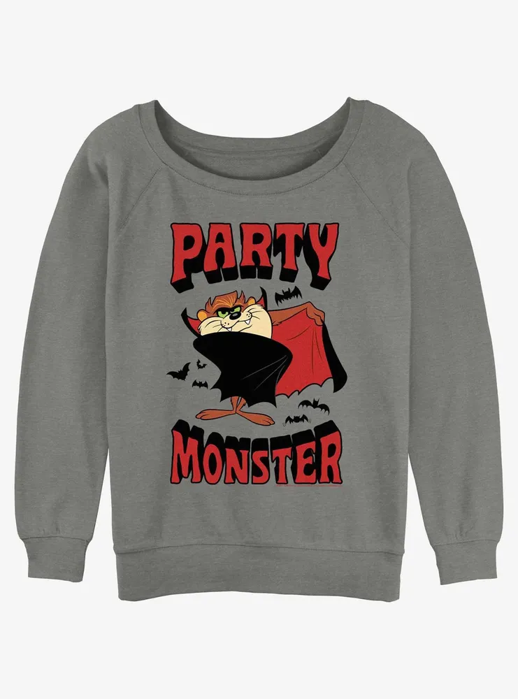 Looney Tunes Taz Party Monster Womens Slouchy Sweatshirt