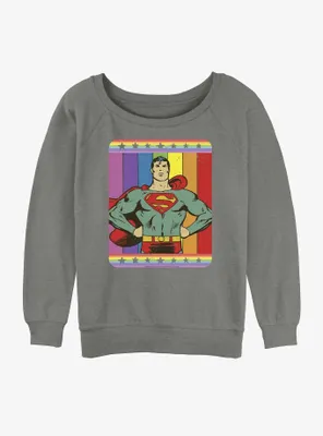 DC Superman Vintage Rainbow Womens Slouchy Sweatshirt