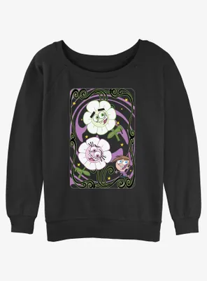 Nickelodeon Fairly Odd Parents Flower Card Womens Slouchy Sweatshirt