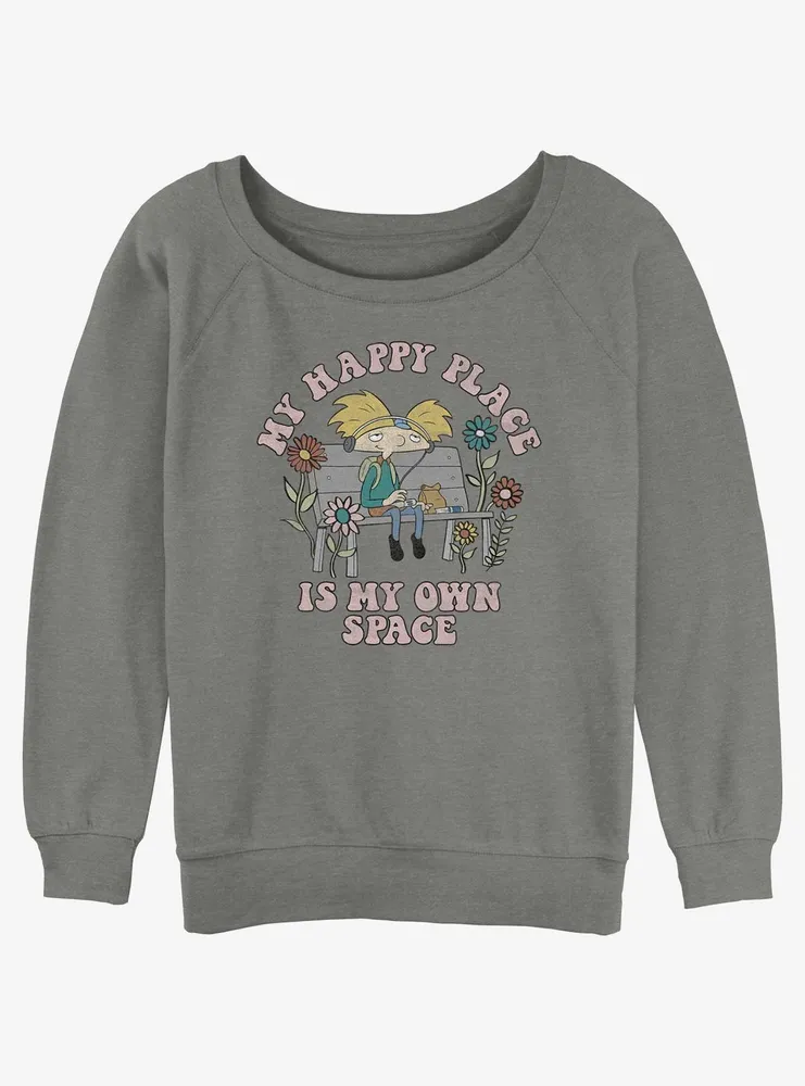 Nickelodeon Arnold My Happy Place Womens Slouchy Sweatshirt