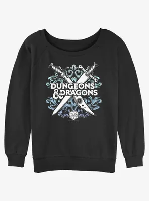 Dungeons & Dragons Decorative Crossed Weapons Logo Womens Slouchy Sweatshirt