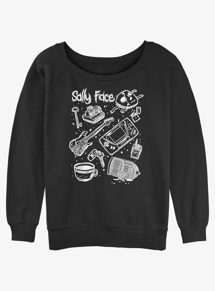 Sally Face Doodles Womens Slouchy Sweatshirt