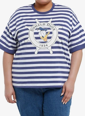 Her Universe Disney Donald Duck Stripe Girls Oversized T-Shirt Plus