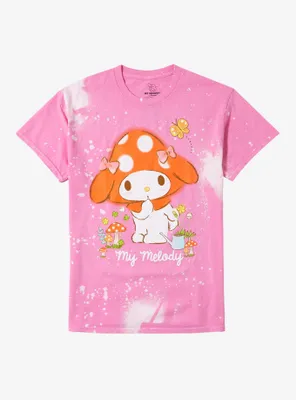 My Melody Mushroom Pink Splatter Dye Boyfriend Fit Girls T-Shirt