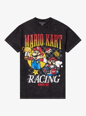 Mario Kart Racing Mineral Wash Boyfriend Fit Girls T-Shirt