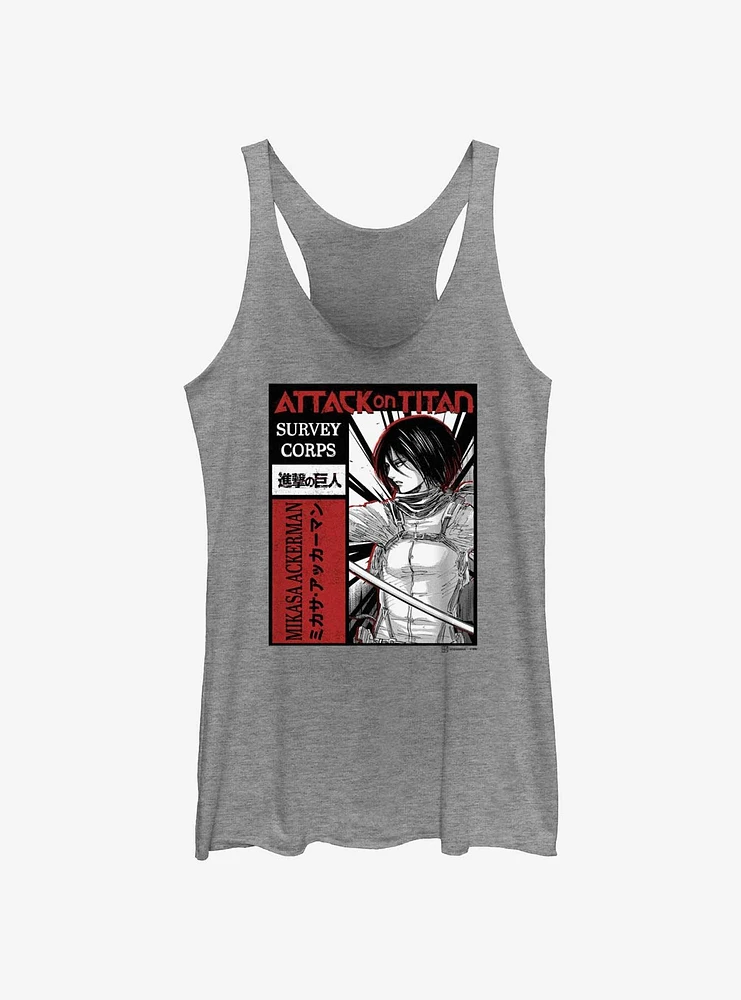 Attack On Titan Survey Corps Mikasa GIrls Raw Edge Tank