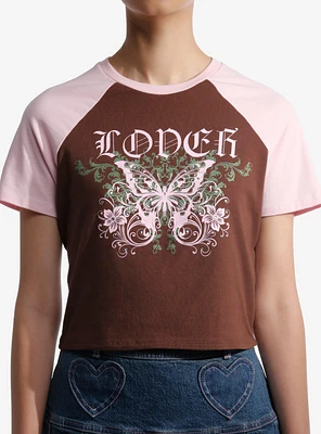 Sweet Society® Lover Butterfly Girls Raglan Crop T-Shirt