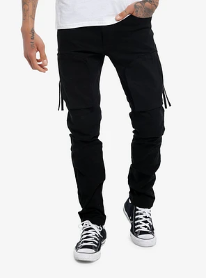 Black Twill Tassel Cargo Pants