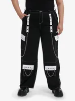 Black & White Grommet Chain Carpenter Pants Plus