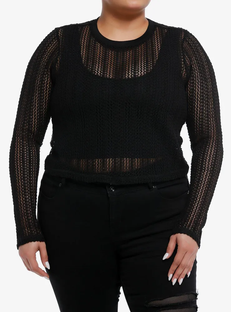 Cosmic Aura Black Girls Crop Knit Sweater Plus