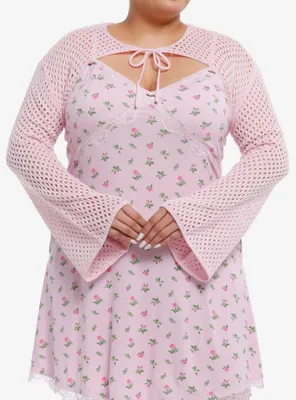 Sweet Society Pink Knit Bolero Girls Crop Shrug Plus