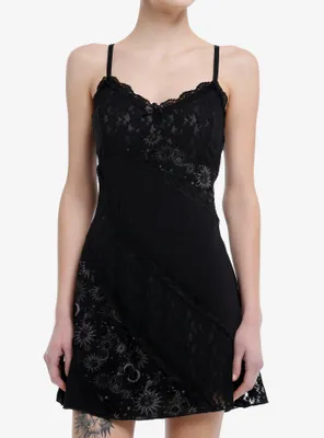 Black Celestial Lace Slip Dress