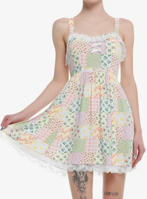 Thorn & Fable Floral Frog Patchwork Dress