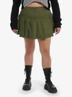 Green Cargo Pleated Skirt Plus