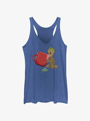 Marvel Guardians Of The Galaxy Groot Drinking Girls Raw Edge Tank