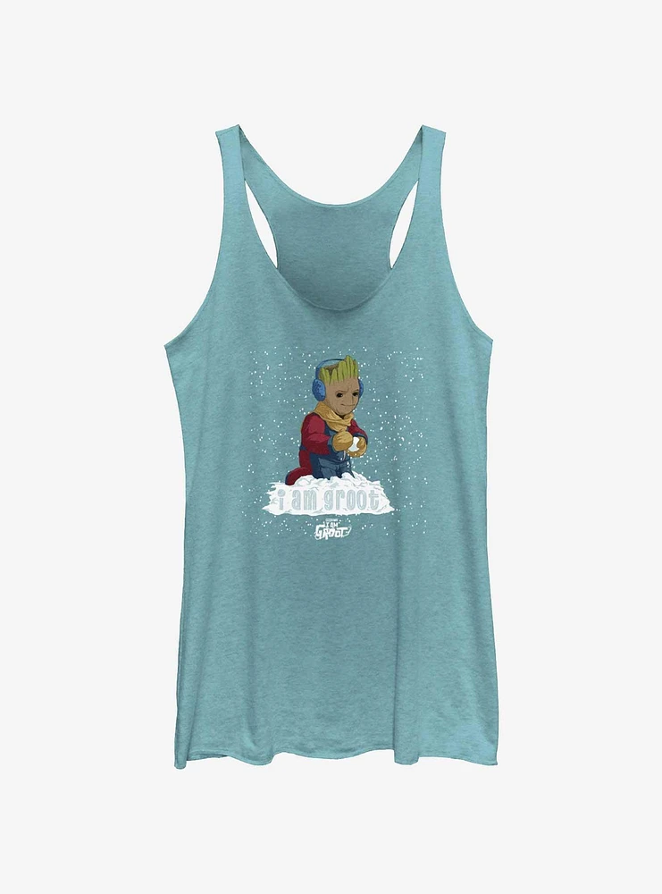 Marvel Guardians Of The Galaxy Groot Snowball Girls Raw Edge Tank